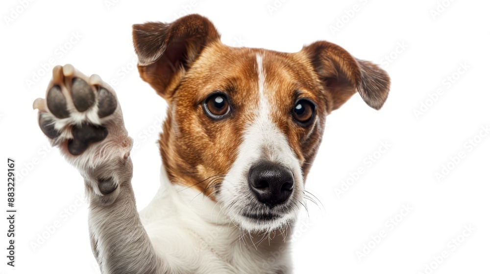 Cute Jack Russell Terrier Dog Paw Up Close-Up, Isolated on White Cute Jack Russell Terrier Dog Paw Up Close-Up, Isolated on White