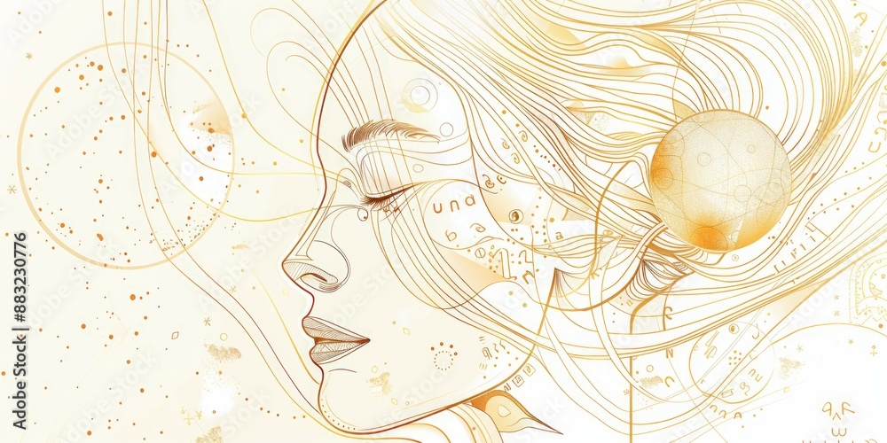 Golden color Numerology-focused concept banner Golden color Numerology-focused concept banner