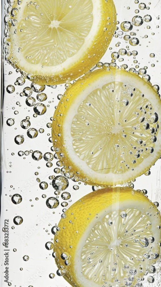 Fresh Lemon Slices on White Background for Mobile Wallpaper Generative AI