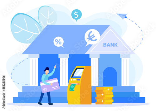 Illustration vector graphic cartoon character of bank