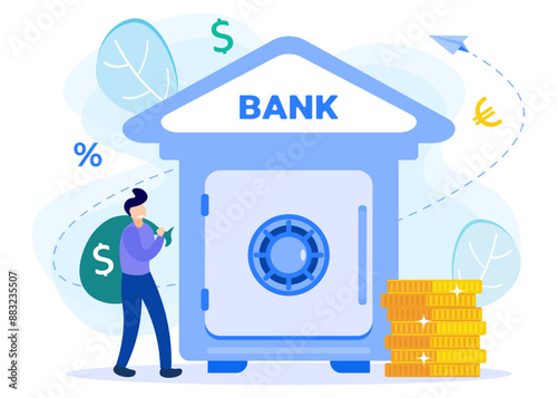 Illustration vector graphic cartoon character of bank