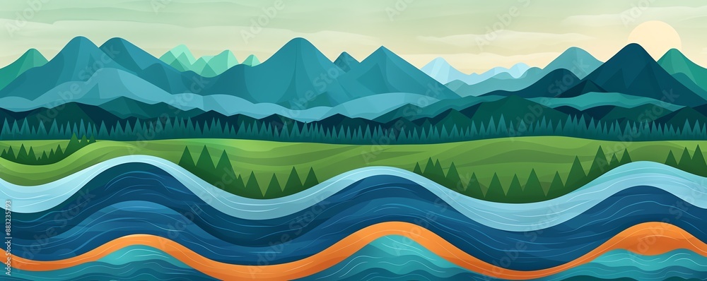 Water cycle illustration showing hydrologic circulation, streams, and waterways Water cycle illustration showing hydrologic circulation, streams, and waterways