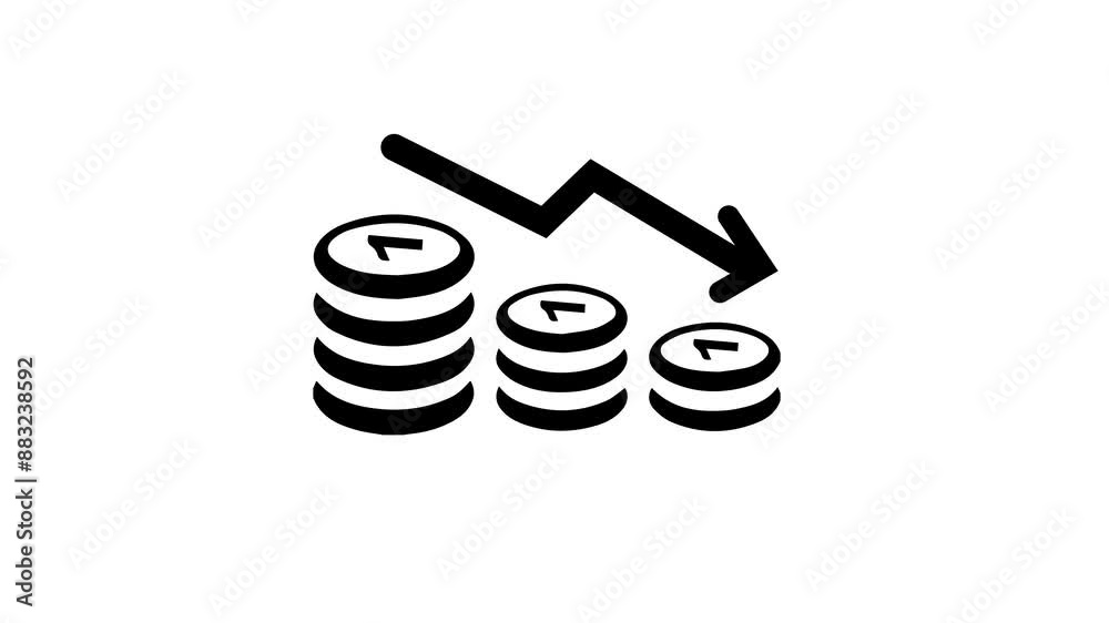 Income Drop Icon and Symbol Animation on White Background in 4K Video Income Drop Icon and Symbol Animation on White Background in 4K Video