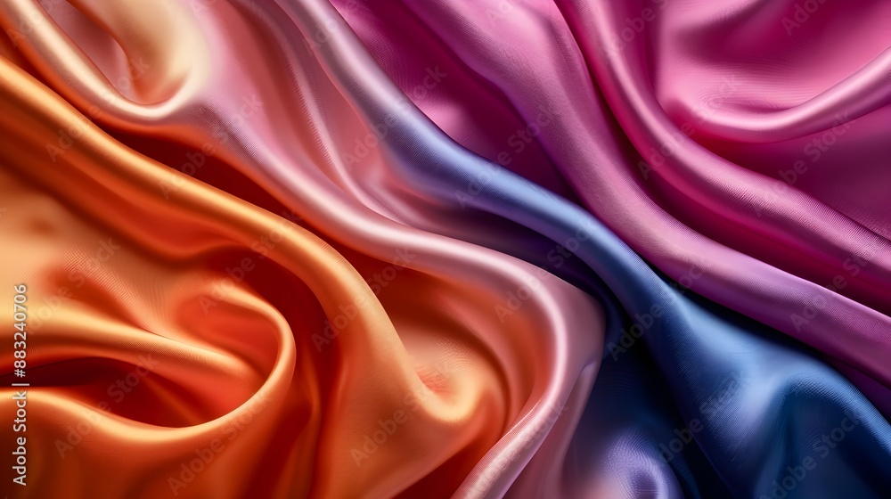 Obraz premium Elegant Silk Fabric Background in Rich Colors for Luxury and Fashion Product Mockups