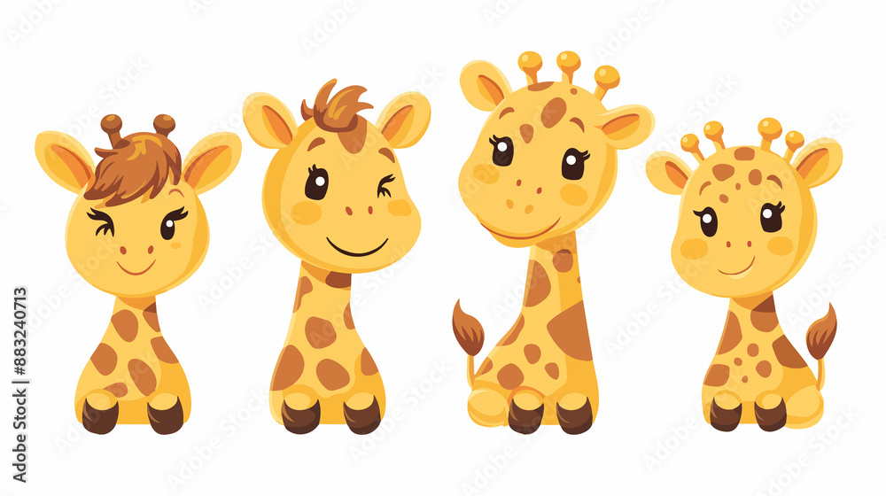 Fototapeta premium Illustration of a cute giraffe character, funny giraffe cartoon character
