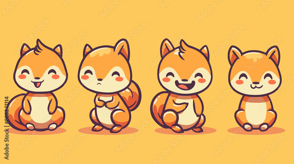 Naklejka premium Squirrel , Funny forest wild animals, set of cartoon animals