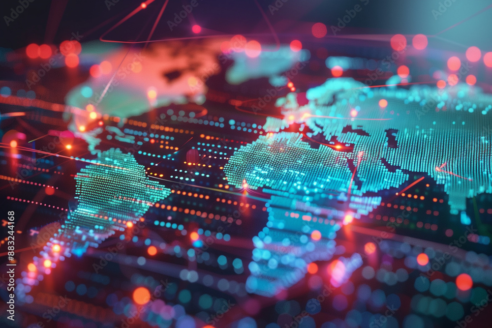 abstract world map symbolizing global network connectivity and international data transfer. Perfect for illustrating cyber technology and worldwide business concepts. Photo abstract world map symbolizing global network connectivity and international data transfer. Perfect for illustrating cyber technology and worldwide business concepts. Photo