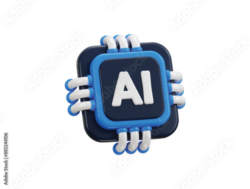 3d Ai chip icon for artificial intelligence icon 3d rendering vector illustration