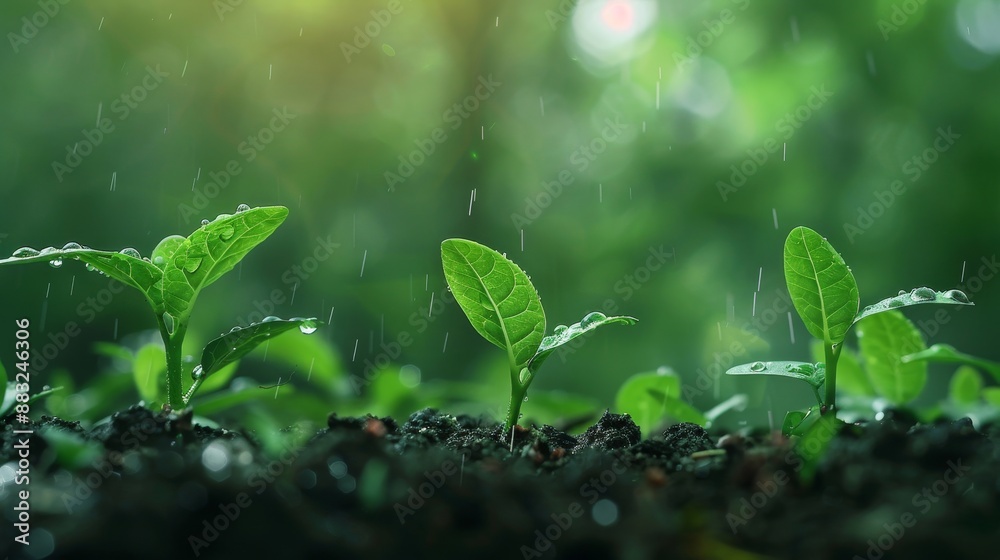 A small plant is growing in the dirt A small plant is growing in the dirt