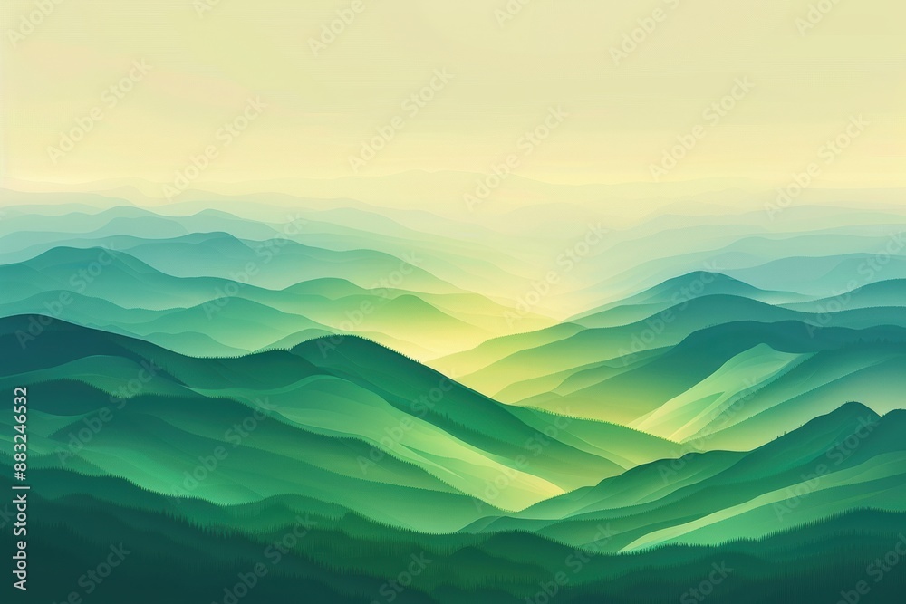 Verdant Mountain Panorama at Dawn Verdant Mountain Panorama at Dawn