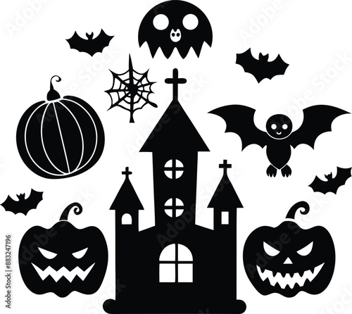 hallowen ornament illustration. oliday, halloween, october, scary, horror, pumpkin,happy halloween,halloween background