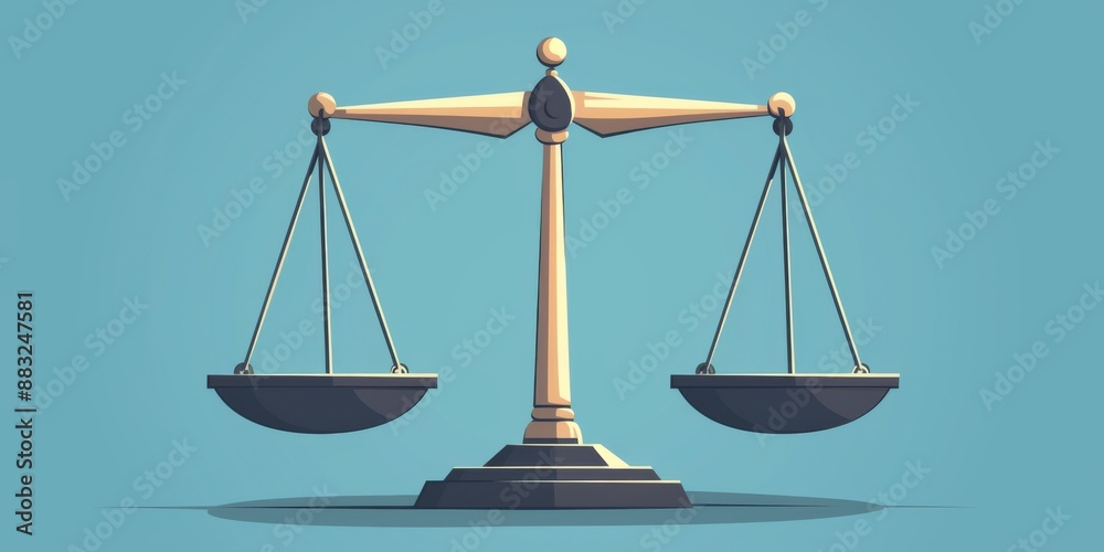Justice Scales Against Blue Background. Simple and Impactful Design with Clean Lines for Law Education and Research Justice Scales Against Blue Background. Simple and Impactful Design with Clean Lines for Law Education and Research