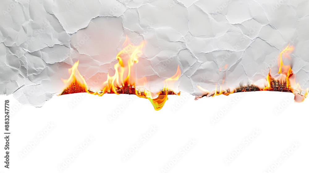 Burning paper on transparent background