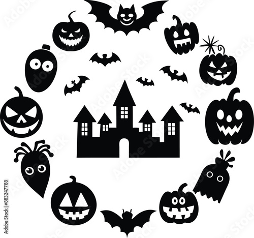 hallowen ornament illustration. oliday, halloween, october, scary, horror, pumpkin,happy halloween,halloween background