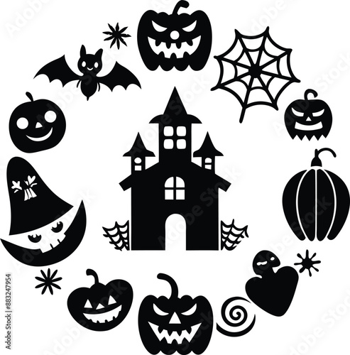 hallowen ornament illustration. oliday, halloween, october, scary, horror, pumpkin,happy halloween,halloween background