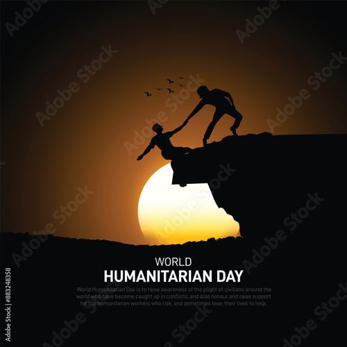 world humanitarian day 2024. World Humanitarian Day creative banner, poster, social media post, postcard, template, background design etc. Humanitarian concept design.