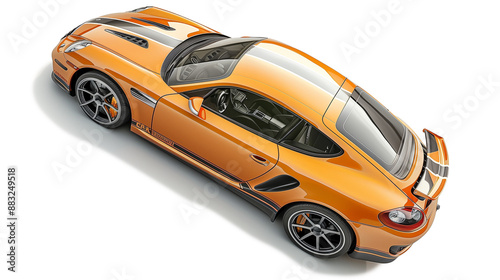 Super fast sports car isolated on transparent background.