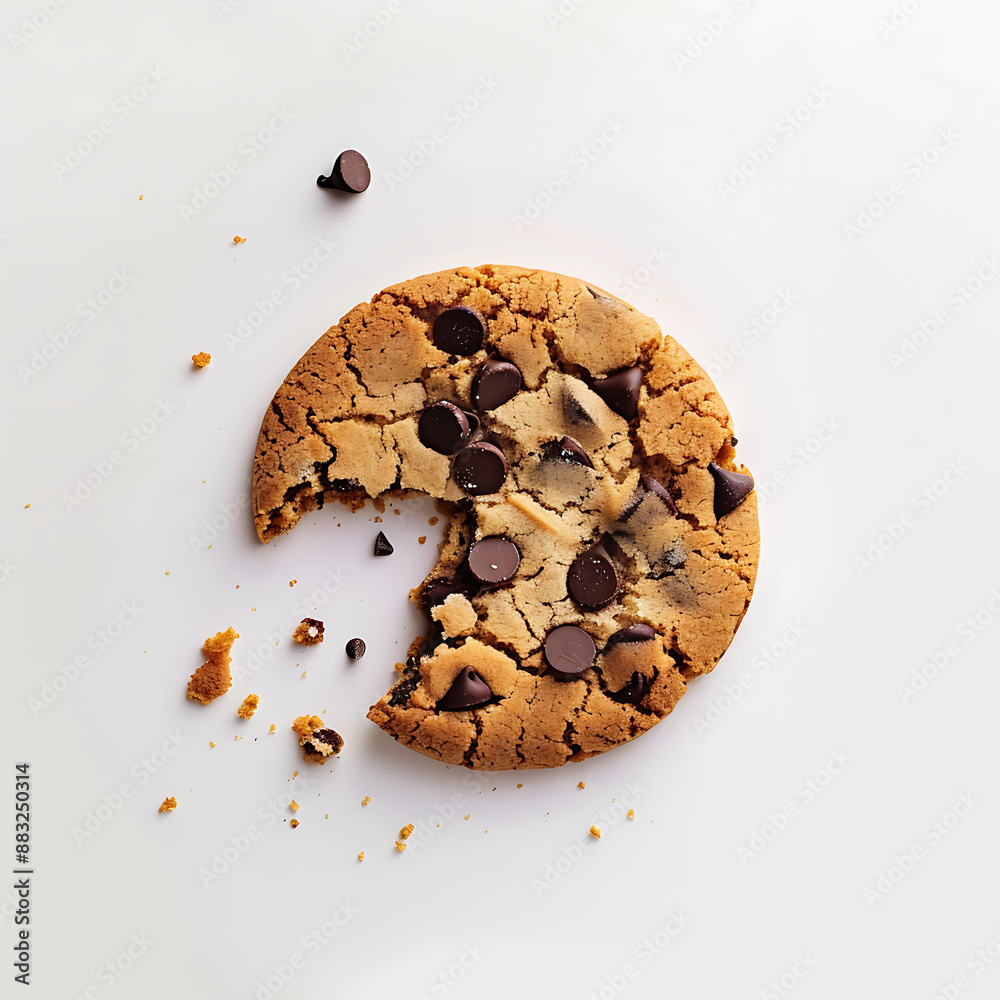 High-resolution close-up of a chocolate chip cookie with a bite taken out, captured in a professional studio setting with photorealistic detail. Perfect for food design photography.
High-resolution close-up of a chocolate chip cookie with a bite taken out, captured in a professional studio setting with photorealistic detail. Perfect for food design photography.