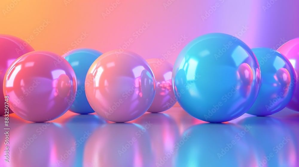 Abstract gradient spheres flat design front view theme futuristic 3D render Split-complementary color scheme Abstract gradient spheres flat design front view theme futuristic 3D render Split-complementary color scheme