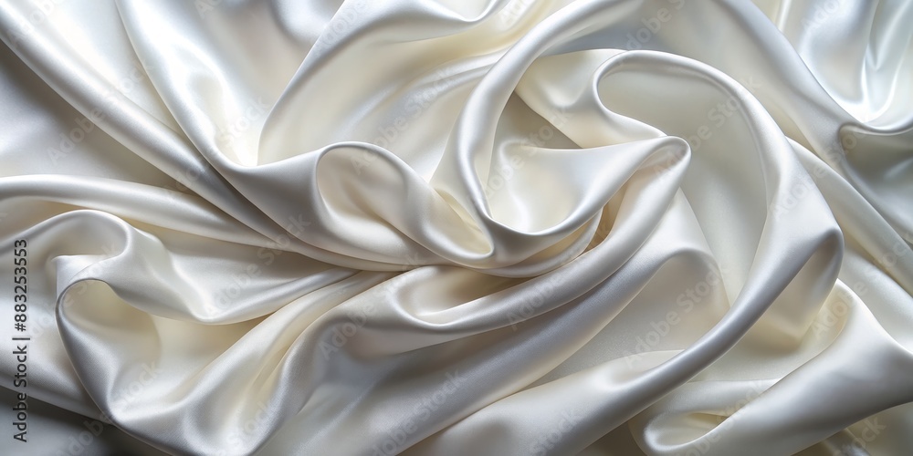 Obraz premium Abstract Draped White Satin Fabric Texture, silky, smooth, luxurious, elegant