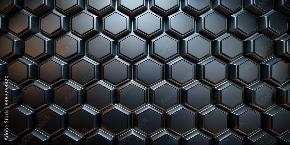 Abstract Metallic Hexagon Pattern, 3D Render, Hexagon Pattern, Geometric Shapes, Black and Silver Abstract Metallic Hexagon Pattern, 3D Render, Hexagon Pattern, Geometric Shapes, Black and Silver