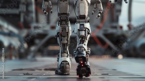 Robot legs walking on the street