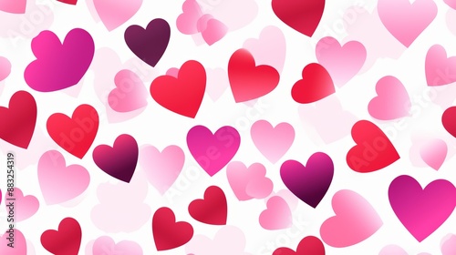 Vibrant Hearts on White Background for Valentine's Day Designs Generative AI