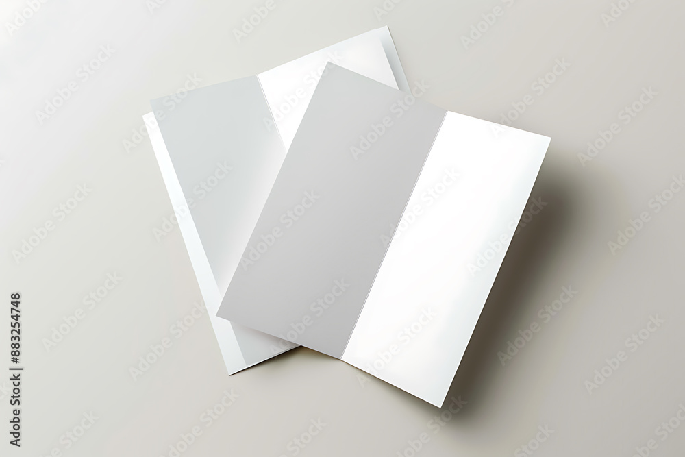 half-fold blank white brochure template for mock-up. Blank sheet of paper on an isolated background. AI generated half-fold blank white brochure template for mock-up. Blank sheet of paper on an isolated background. AI generated