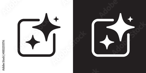 Ai generated icon. AI star and square icon. Tools for generate from the text. Computer help assistant. Large data processing concept. Icon element design for app and web. Vector illustration.