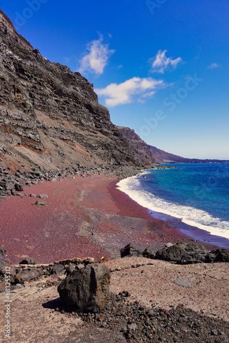 El Verodal beach. El Hierro Island. Canary Islands. In the northwest of the island is this unique beach, famous for being one of the few with red sand.