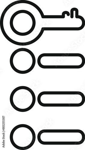 Single key is unlocking multiple padlocks, symbolizing finding solutions and making choices