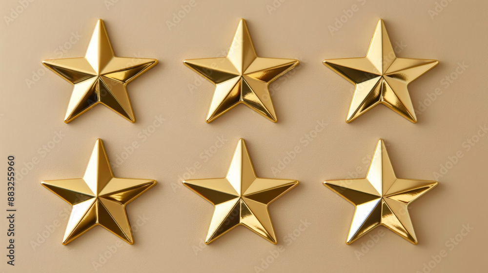 Obraz premium five golden stars for product rating on background
