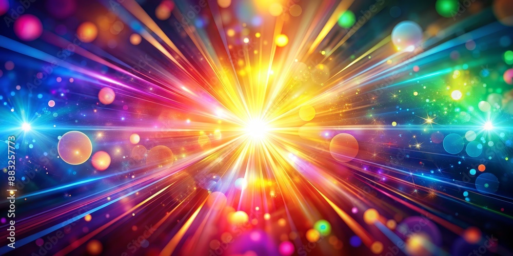 Cosmic Burst of Light with Glittering Bokeh, abstract , colorful , bright , galaxy Cosmic Burst of Light with Glittering Bokeh, abstract , colorful , bright , galaxy