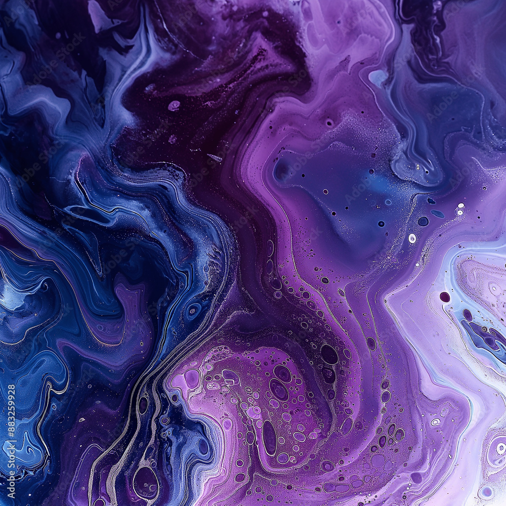 Obraz premium An abstract purple and blue liquid marble pattern