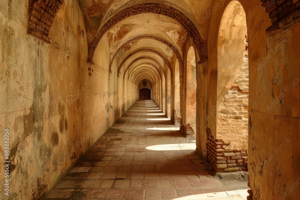 Mamluk era arched stones tunnel leading to Al-Muayyad Bimaristan (ancient hospital), Darb El Labbana district, Cairo, Egypt. Beautiful simple AI generated image in 4K, unique. Mamluk era arched stones tunnel leading to Al-Muayyad Bimaristan (ancient hospital), Darb El Labbana district, Cairo, Egypt. Beautiful simple AI generated image in 4K, unique.