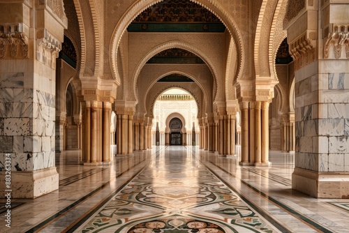 Mamluk era arched stones tunnel leading to Al-Muayyad Bimaristan (ancient hospital), Darb El Labbana district, Cairo, Egypt. Beautiful simple AI generated image in 4K, unique.