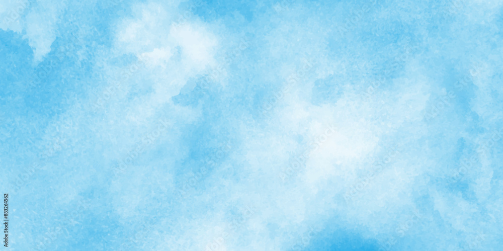 gradient light sky blue shades watercolor paper texture vintage grunge, ocean blue splash stroke Light sky blue shades watercolor texture, Bright blue cloudy sky vector illustration.