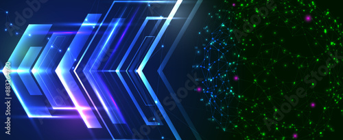 Neural network concept. Connected cells with links. High technology process. Abstract futuristic background. Vector art.