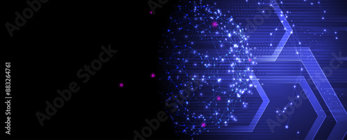 Neural network concept. Connected cells with links. High technology process. Abstract futuristic background. Vector art.