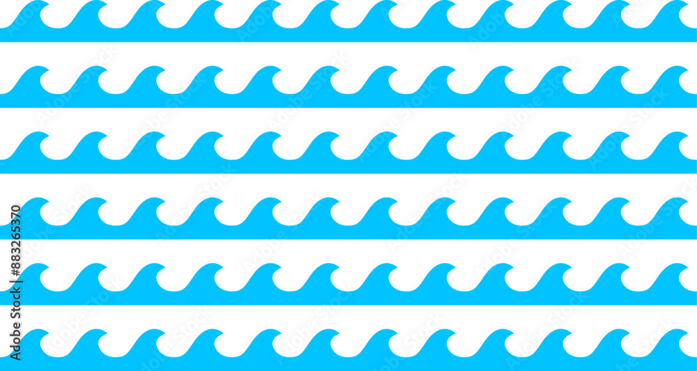 Water wave, sea wave. Wavy line. Seamless marine decoration pattern background. Vector ocean wave shape. Water logo, symbol or sign vector collection. Water wave, sea wave. Wavy line. Seamless marine decoration pattern background. Vector ocean wave shape. Water logo, symbol or sign vector collection.