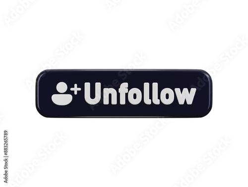 3d social media unfollow button icon vector illustration