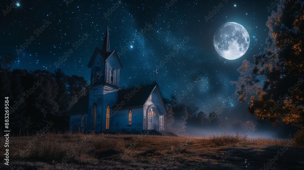 Church Under a Starry Sky. Church Under a Starry Sky.