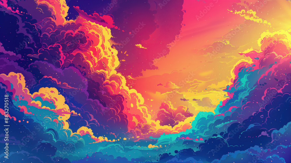Vibrant Colorful Sky with Abstract Cloud Patterns at Sunset Vibrant Colorful Sky with Abstract Cloud Patterns at Sunset