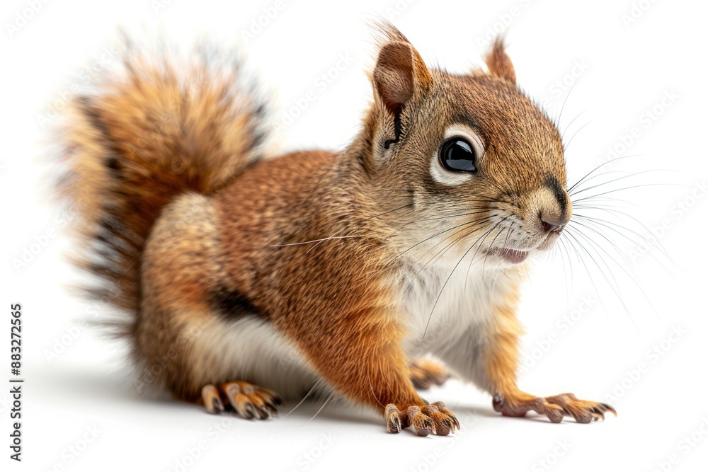 Adorable Red Squirrel Sitting Isolated on White Background Adorable Red Squirrel Sitting Isolated on White Background
