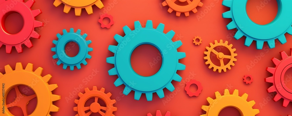 Assembled spiral gears with ball bearings, flat design illustration Assembled spiral gears with ball bearings, flat design illustration