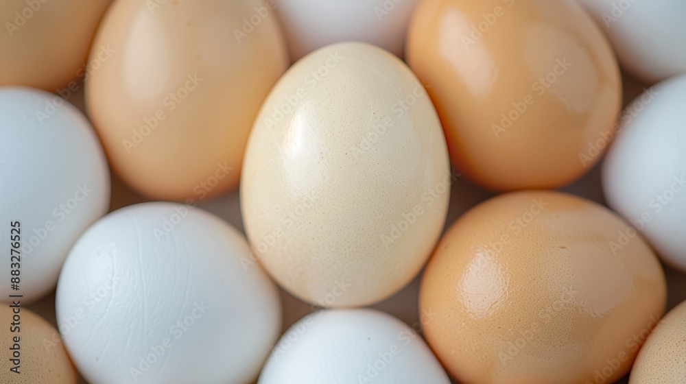 Elegant arrangement of duck eggs under natural light, highlighting diversity and beauty, high-resolution photo, cinematography Elegant arrangement of duck eggs under natural light, highlighting diversity and beauty, high-resolution photo, cinematography