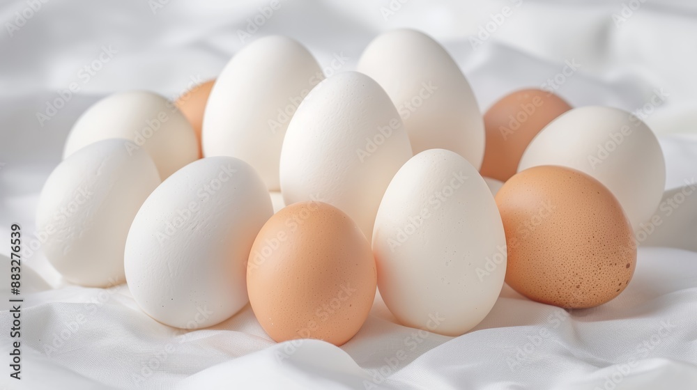 Elegant arrangement of duck eggs under natural light, highlighting diversity and beauty, high-resolution photo, cinematography Elegant arrangement of duck eggs under natural light, highlighting diversity and beauty, high-resolution photo, cinematography