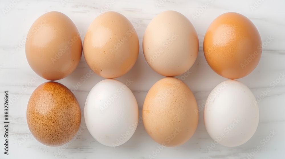Elegant arrangement of duck eggs under natural light, highlighting diversity and beauty, high-resolution photo, cinematography Elegant arrangement of duck eggs under natural light, highlighting diversity and beauty, high-resolution photo, cinematography