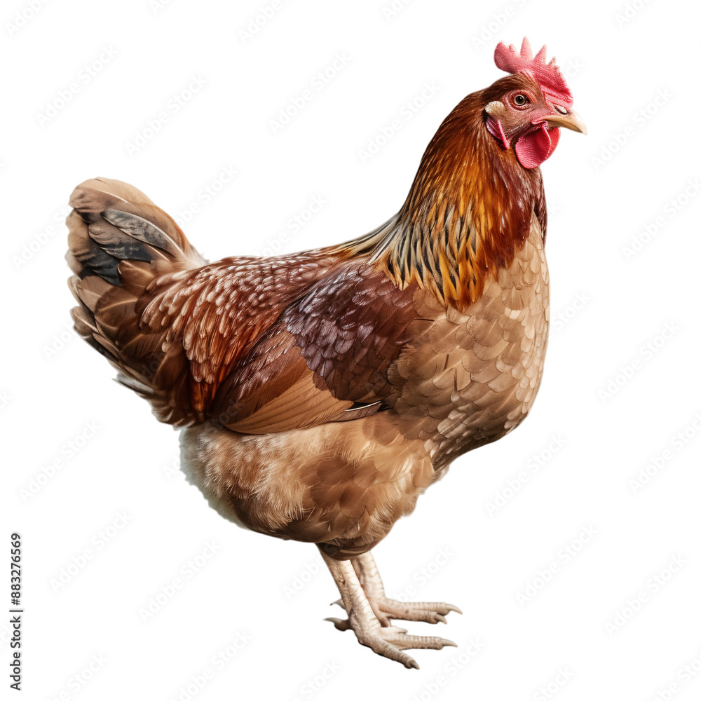 Fototapeta premium brown chicken hen isolated white background
