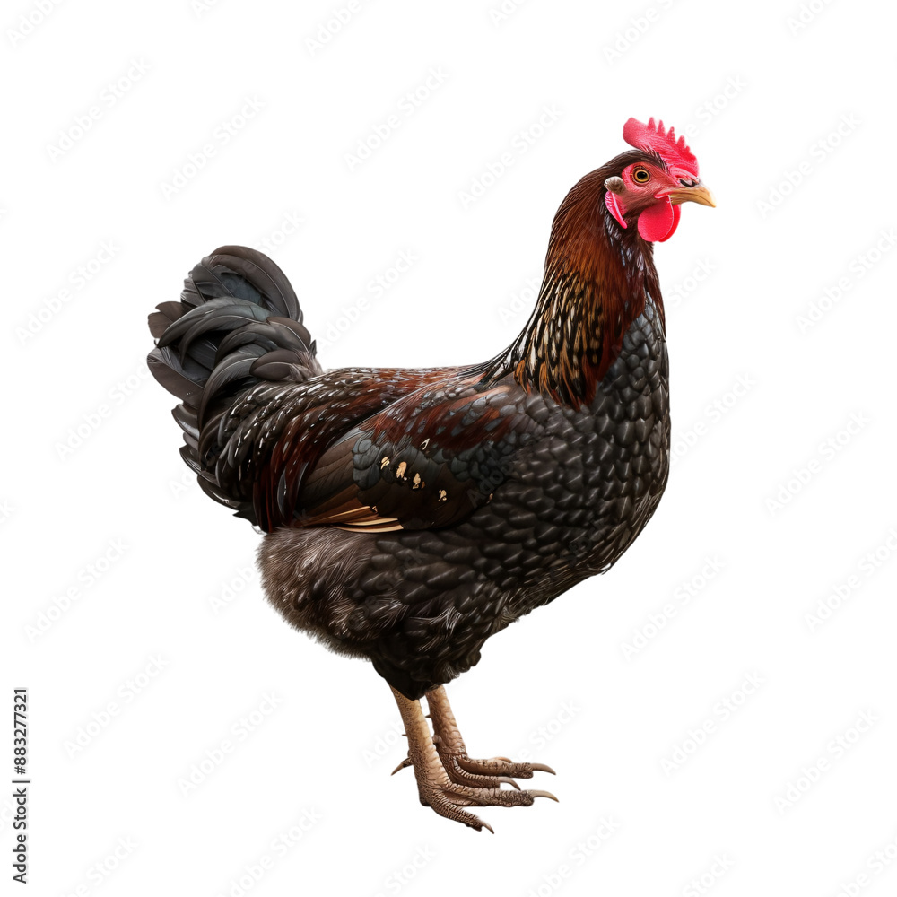 Fototapeta premium black chicken hen isolated white background